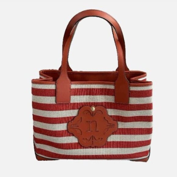 Nanette Lepore Handbags - Nanette Lepore Whitley Satchel Shoulder Tote Bag - Striped Red Orange